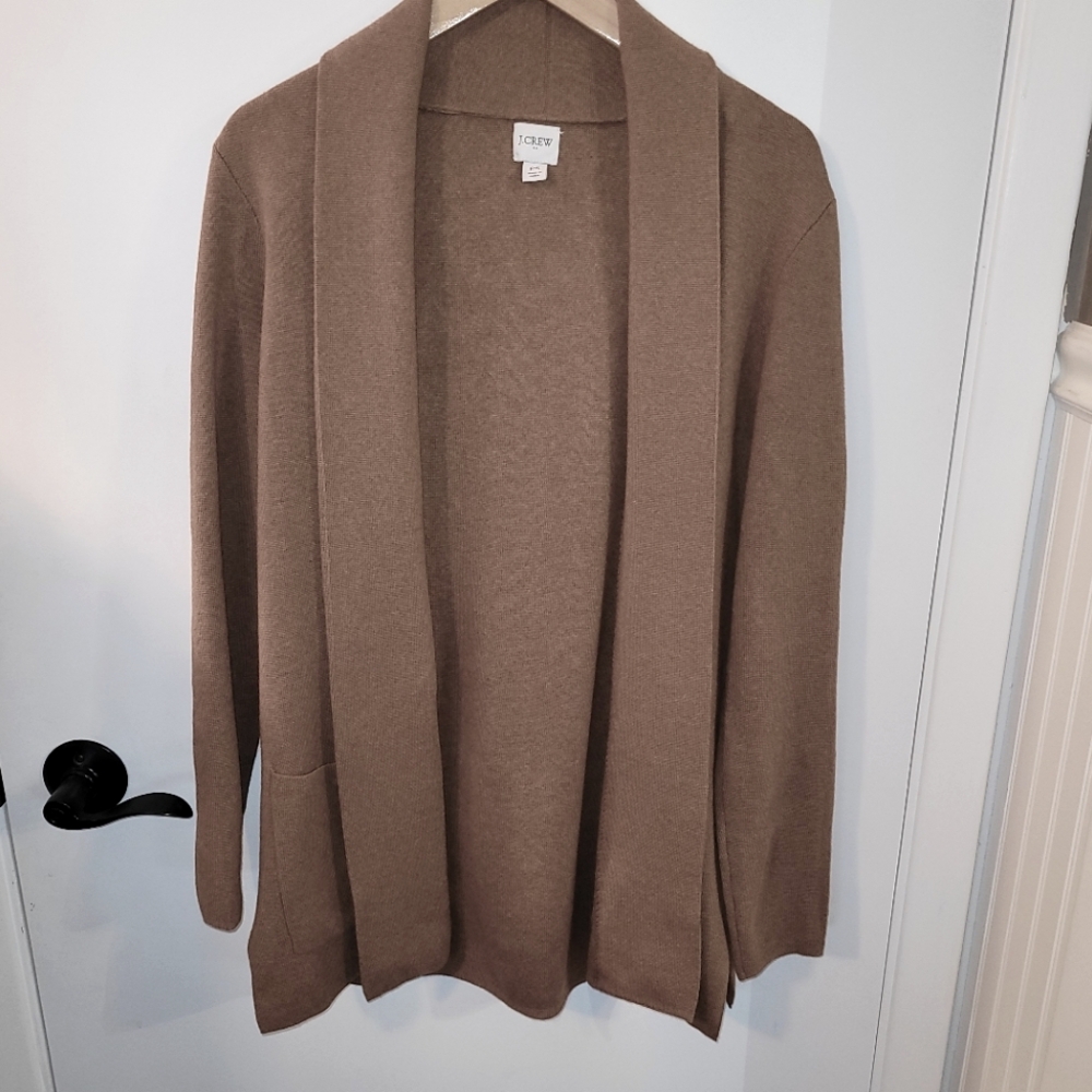 J Crew Brown Open Front Sweater PS
